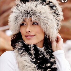 Fabulous Furs Faux Fur Hat - Gray and Cream